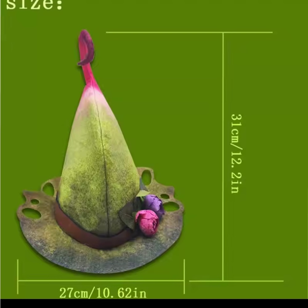 Whimsical Green Fairy Hat with Floral Accents - Picture 8 of 12